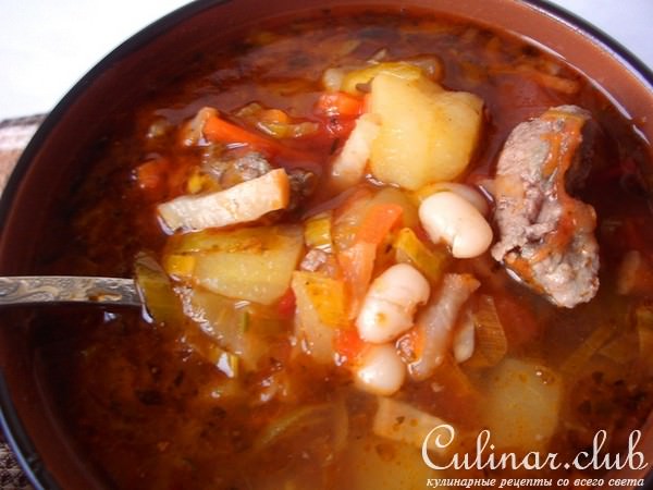 Суп из белой фасоли с яблоками и печенкой. Тест-драйв.
