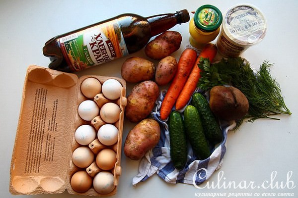 Окрошка квасная, свекольная