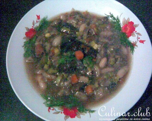 Густой грибной суп с фасолью и овощами (постный)