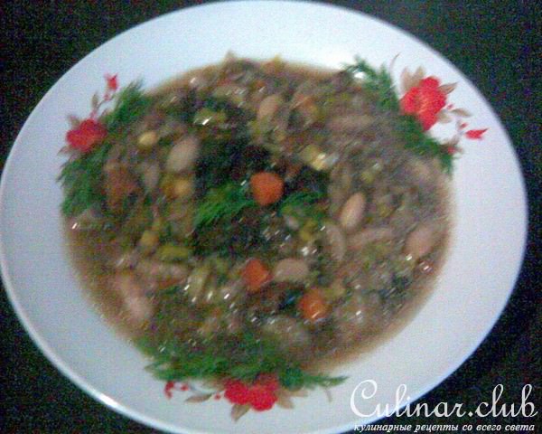 Густой грибной суп с фасолью и овощами (постный)