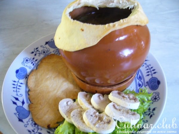 Грибной суп в горшочке, легкий, быстрый, вкусный
