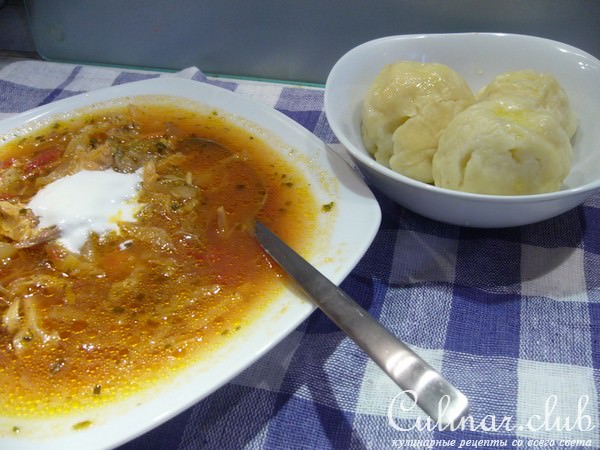 Борщ с галушками (полноценный обед)