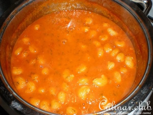 Томатный крем-суп с макаронами