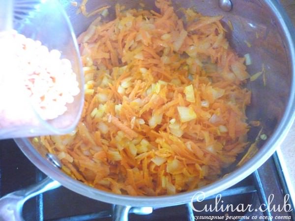 Суп-пюре из чечевицы с кукурузной крупой