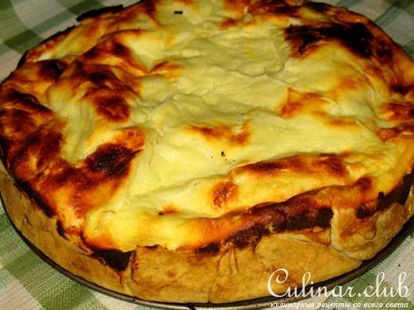 Пирог с курагой и творогом из турецкого теста Юфка