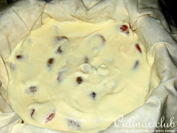 Пирог с курагой и творогом из турецкого теста Юфка