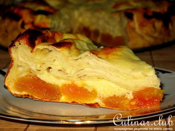 Пирог с курагой и творогом из турецкого теста Юфка