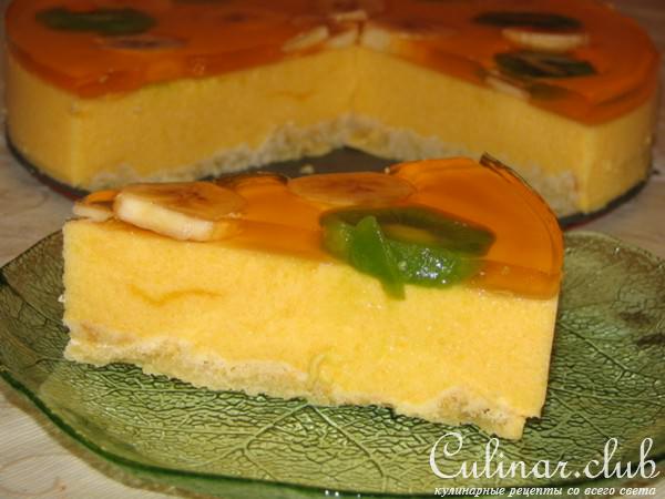 Торт суфле с тыквой и персиками